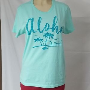 ISLAND GIRL TSHIRT IN AQUA SIZE LARGE